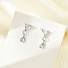 Brass Micro Pave Clear Cubic Zirconia Stud Earrings EJEW-R016-26P-02-2