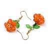 Halloween Theme Pumpkin Handmade Glass Seed Beaded Dangle Earrings EJEW-MZ00480-02-5