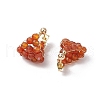 3Pairs Brass Natural Agate & Natural Amethyst & Natural Apatite Hoop Earrings EJEW-TA00620-6