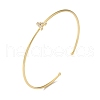 Rack Plating Brass Micro Pave Clear Cubic Zirconia Letter Open Cuff Bangles BJEW-A018-01G-A-1