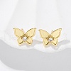 Brass Butterfly Stud Earrings EJEW-R016-19G-3