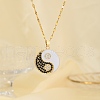 Elegant Brass Pave Black and White Cubic Zirconia Yin-yang Pendant Necklaces KO6375-1-3