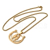 Horse Shoes with Couple 304 Stainless Steel Pendant Necklaces for Women and Men NJEW-F324-04G-2