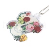 Skull with Flower Acrylic Pendant Decoration RJEW-E007-03P-08-3