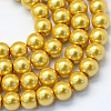 Baking Painted Pearlized Glass Pearl Round Bead Strands X-HY-Q330-8mm-31-1