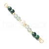 Faceted Round Natural Green Aventurinee & Malachite & Potato Natural Cultured Freshwater Pearl Beaded Connector Charms PALLOY-JF03531-03-2