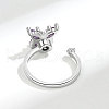 Brass Rotatable Cubic Zirconia Open Cuff Rings FS-WG839B6-01-3