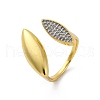 Brass Micro Pave Clear Cubic Zirconia Cuff Rings for Women RJEW-H248-06G-4