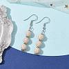 Dyed Nature Lava Rock Round Beaded Dangle Earrings for Women EJEW-JE05636-04-2