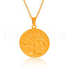 Stainless Steel Flat Round with Tree of Life Pendant Necklaces for Women JD5212-2-2
