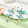 Dyed Natural Quartz Crystal Nugget & Teardrop Dangel Earrings EJEW-TA00314-01-3