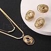 Oval 304 Stainless Steel Pendant Necklace & Stud Earring & Ring FS-WGE4FE8-01-1