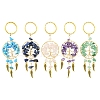 5Pcs 5 Styles Woven Net/Web with Wing Pendant Keychain KEYC-FZ00023-1