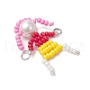 4Pcs 4 Styles Glass Seed Bead with Glass Pearl Round Beaded People Connector Charms PALLOY-MZ00644-4