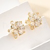 Flower Brass Micro Pave Clear Cubic Zirconia Stud Earrings & Pendant Necklaces Sets SJEW-Z002-04G-3
