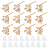 DICOSMETIC 12Pcs Brass Micro Pave Clear Cubic Zirconia Stud Earring Findings KK-DC0001-28-1