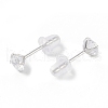 Rhodium Plated Diamond Shape 999 Fine Silver Cubic Zirconia Stud Earrings for Women EJEW-S215-06P-3