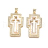 Brass Micro Pave Clear Cubic Zirconia Pendants KK-N254-195G-1