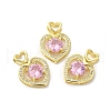 Brass Micro Pave Clear & Pink Cubic Zirconia Pendants KK-E068-VA122-2-3