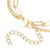Brass Paperclip Chains & Curb Chains Double-layer Bracelets for Women BJEW-JB11815-4