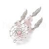 Natural Rose Quartz Dream Catcher Pendants PALLOY-MZ00709-02-4