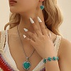 Heart Synthetic Turquoise Pendant Necklaces & Dangle Earrings & Link Bracelets Sets FS-WG4AC47-01-3