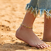 Bohemian Brass & Colorful Glass Seed Beads Double Layer Anklets AJEW-Z046-04G-1