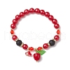 Natural Lava Rock & Handmade Lampwork Beads Bracelets BJEW-JB11613-2