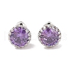 Rack Plating Brass Pave Single Cubic Zirconia Stud Earrings X-EJEW-I304-02P-04-1
