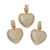 Brass Micro Pave Full Clear Cubic Zirconia Heart Pendants KK-Z114-09G-1