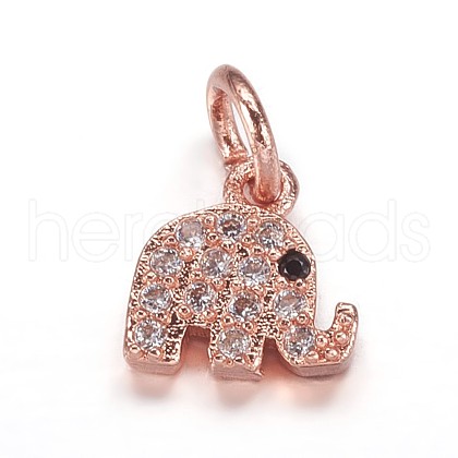 Brass Micro Pave Cubic Zirconia Pendants ZIRC-K070-42RG-1