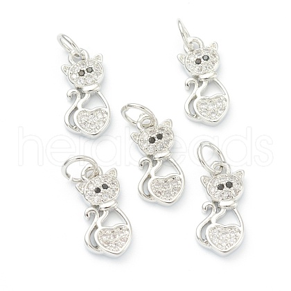 Brass Clear Cubic Zirconia Charms ZIRC-B010-04P-1