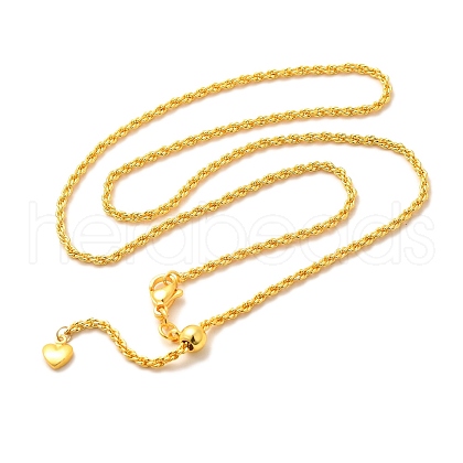 2mm Rack Plating Brass Rope Chain Adjustable Slider Necklaces for Women Men MAK-L044-06G-1