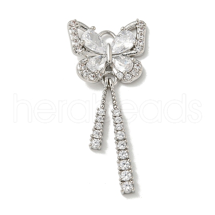 Brass Micro Pave Clear Cubic Zirconia Studs Pendants KK-K378-03P-1