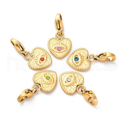 Heart 304 Stainless Steel Rhinestone Pendant Decorations STAS-I331-14G-A-1