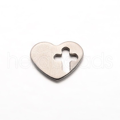 Non-Tarnish Heart with Cross 304 Stainless Steel Charms STAS-M211-08-1