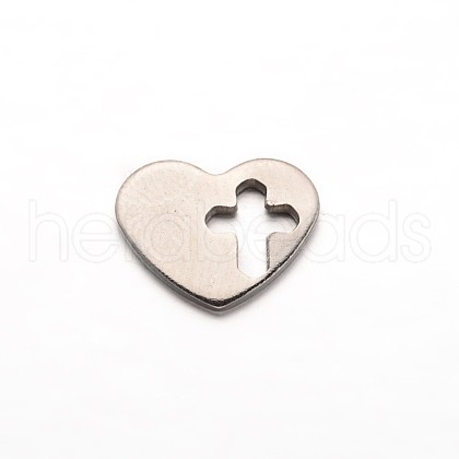 Heart with Cross 304 Stainless Steel Charms STAS-M211-08-1