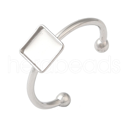 Non-Tarnish 304 Stainless Steel Open Cuff Ring Components STAS-I306-03P-1