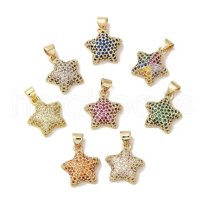 Brass Micro Pave Cubic Zirconia Pendants KK-C058-17G-1