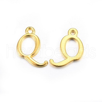 Golden Plated Alloy Letter Pendants X-PALLOY-J718-01G-Q-1