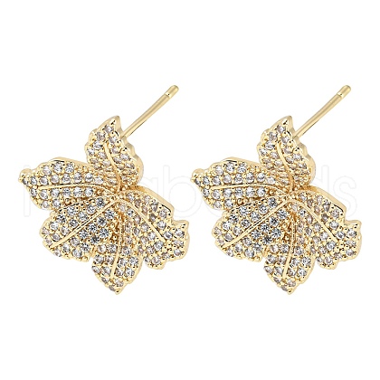 Brass with Cubic Zirconia Stud Earring EJEW-B035-46KCG-1