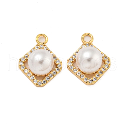 Brass Micro Pave Cubic Zirconia Pendants KK-U036-09G-1