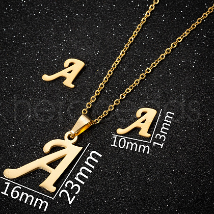 201 Stainless Steel Pendant Necklaces & Stud Earrings Sets WG00841-46-1