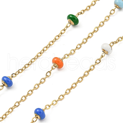 304 Stainless Steel Enamel Link Chains AJEW-Z028-09G-06-1