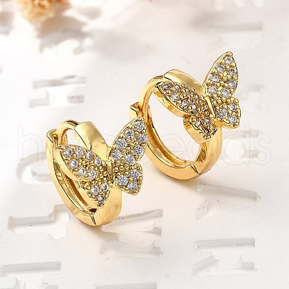 Butterfly Brass Hoop Earrings EJEW-S256-04A-G-1