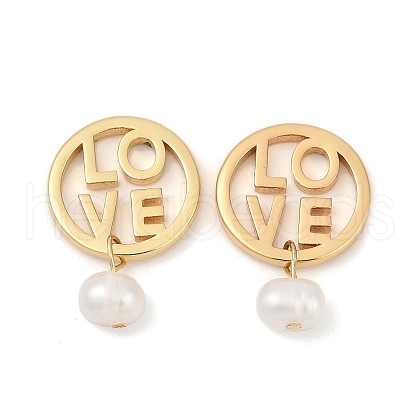 Natural Cultured Freshwater Pearl & Brass Pendants KK-U062-07G-1