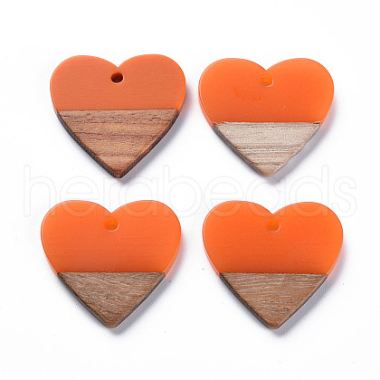 Opaque Resin & Walnut Wood Pendants RESI-T035-36B-1
