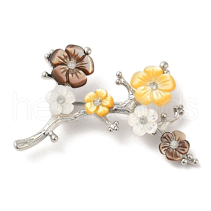 Peach Blossom Flower Natural Dyed White Shell Brooches for Women JEWB-E031-03P-03-1