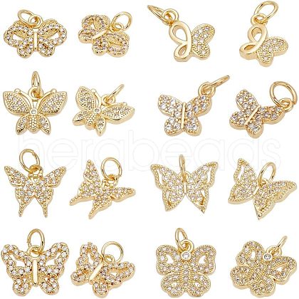 ARRICRAFT 16Pcs 8 Style Alloy Rhinestone Charms ALRI-AR0001-06-1