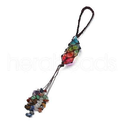 Natural 7 Chakra Stones Chips Tassel Curtain Tiebacks MAKN-YWC0001-04-1